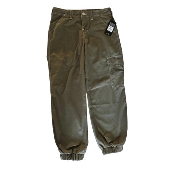 NWT True Religion Bobbi Baggy Cargo Pants Kalamata Olive Green size 28 - Picture 1 of 16